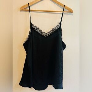 Wild Fable Black Silky Lace Trim Cami Top, XXL